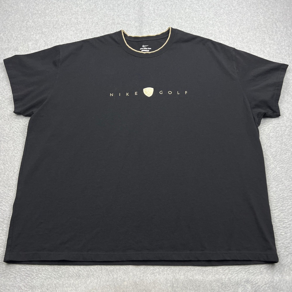 Nike Golf Shirt Mens 4XL Black Embroidered Crest Logo Loose Fit Crew Tee IH2055